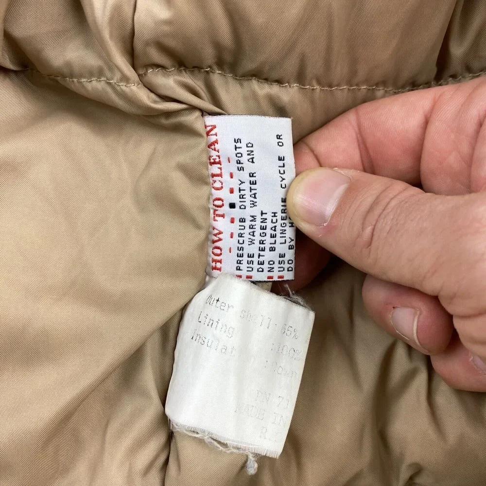 VTG GANDER MOUNTAIN Beige Duck Down Puffer Jacket Coat Men's Medium Toggle Front - Picture 10 of 13